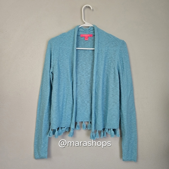Lilly Pulitzer Faretta Tassle Fringe Open Front Cardigan Sweater - Picture 2 of 7